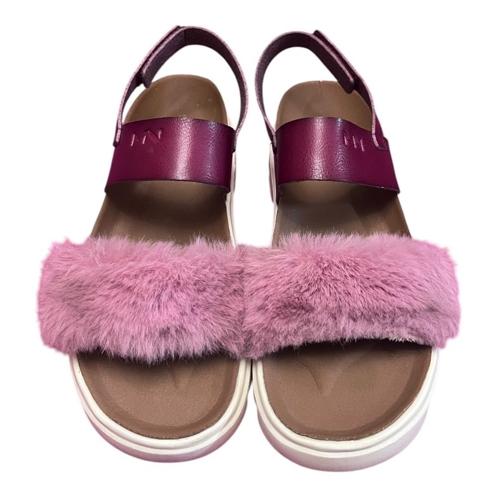 Mark Nason Malaga BEA Sandal 133265 Y2K Faux Fur and Leather Pink Purple